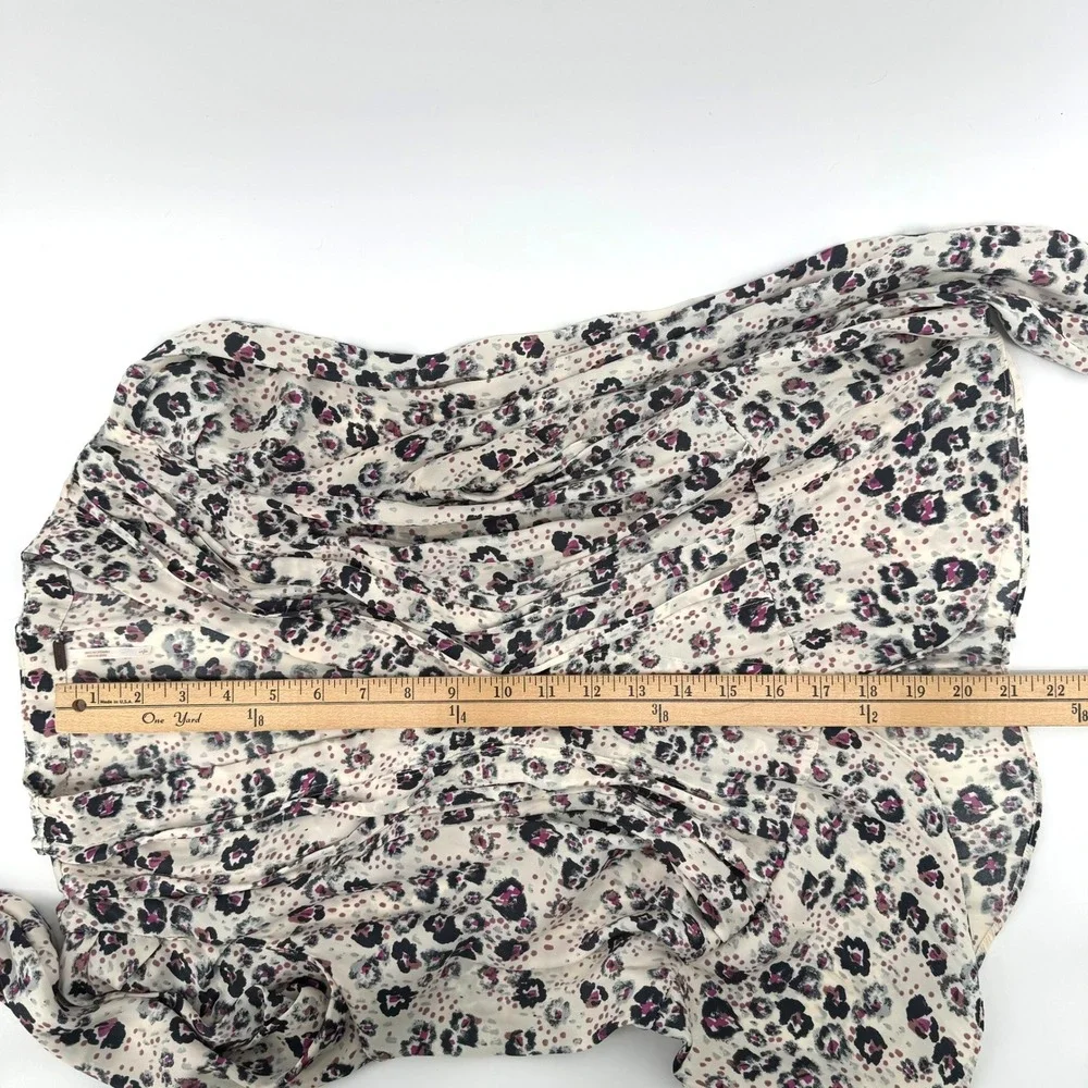 Free People Blouse Womens Small Cream Leopard Wrap Top Office